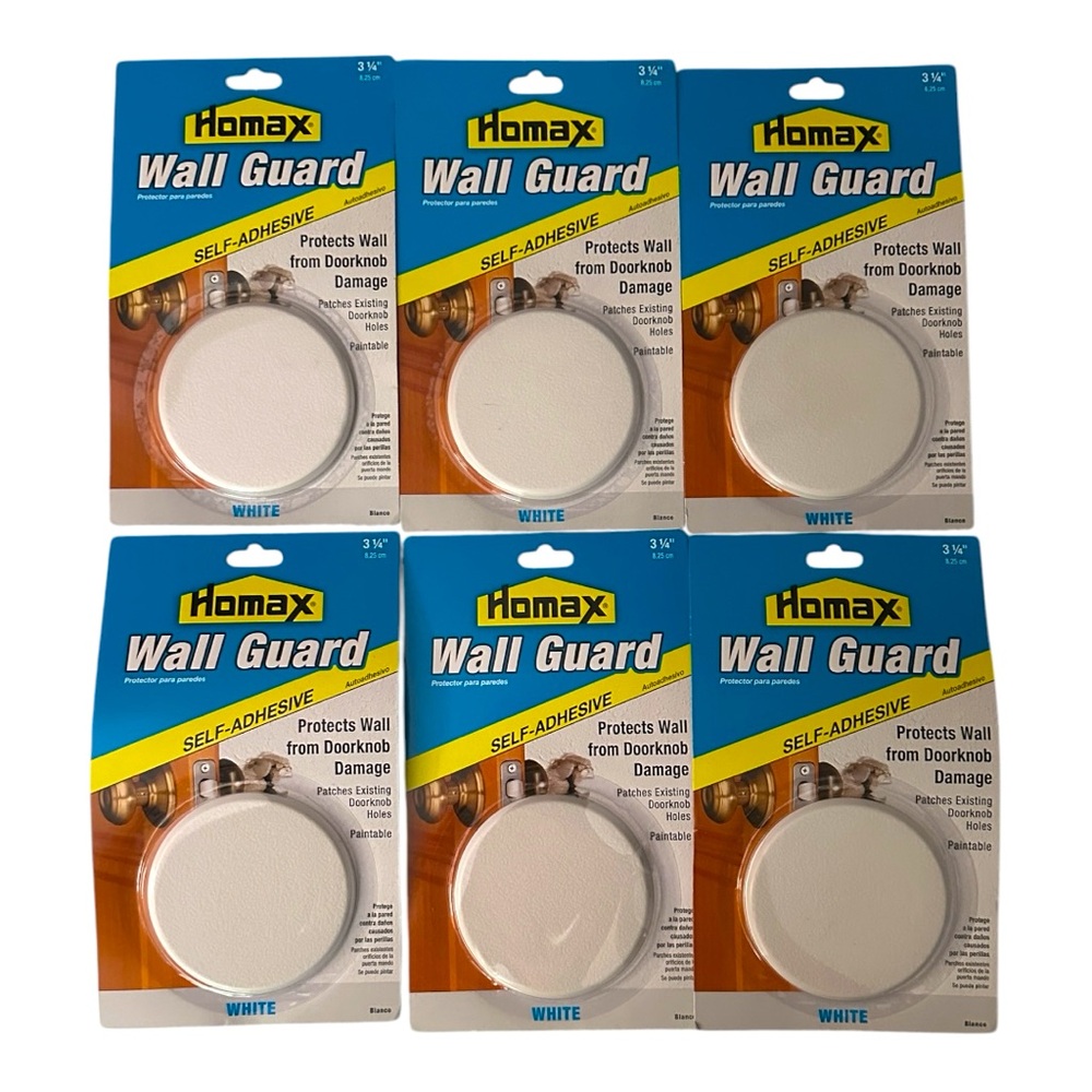 Homax 3-1/4 Inch Door Knob Wall Protectors, 6 Pack NWT